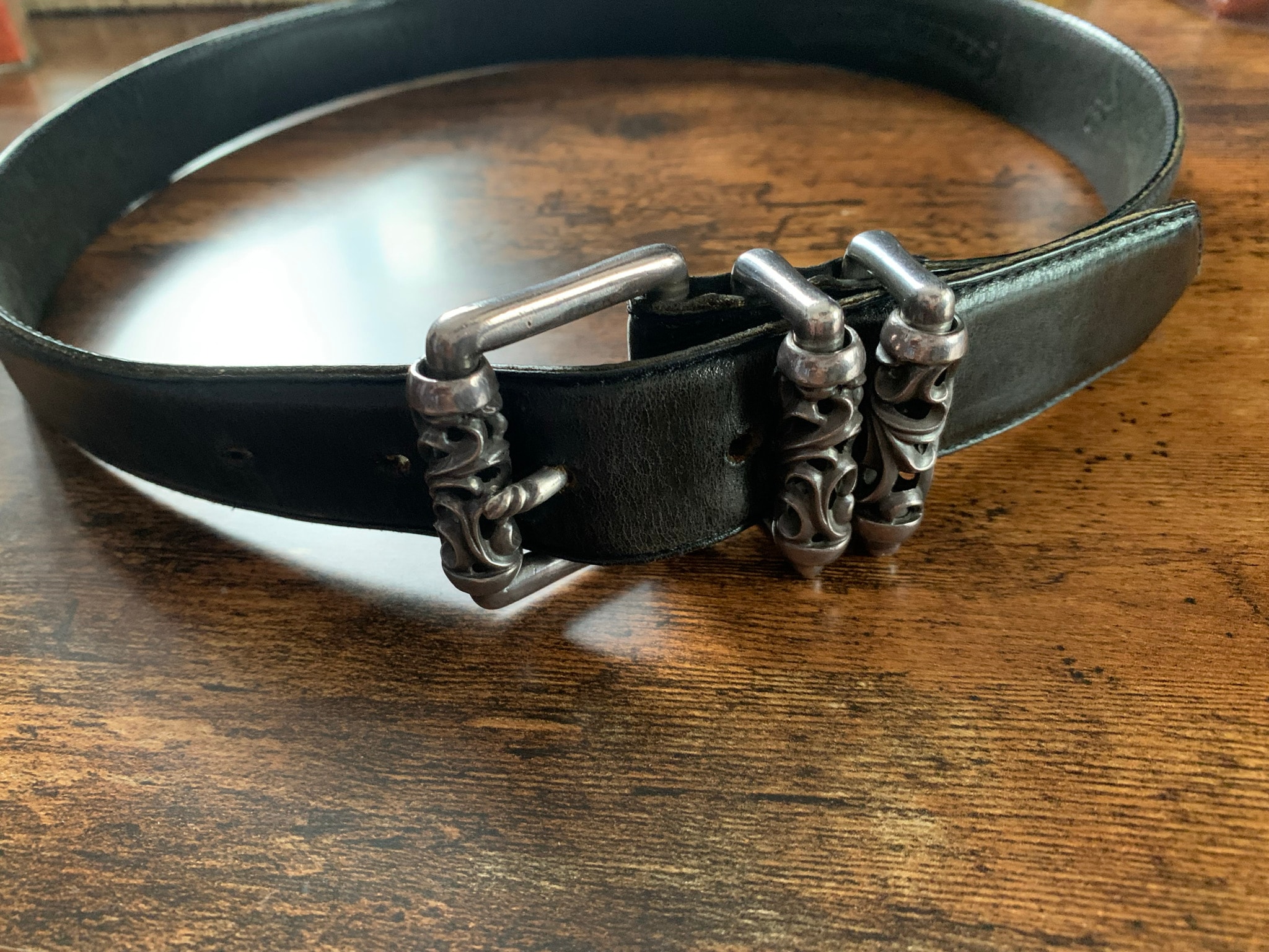 Chrome Hearts 3PC 1.5 Roller Leather Belt "Black/Silver"
