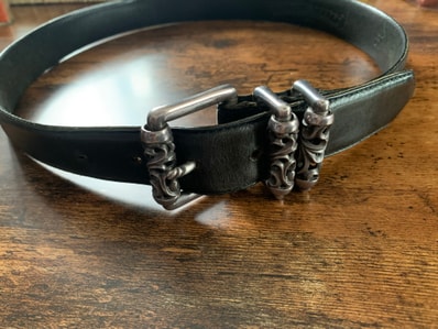 Chrome Hearts 3PC 1.5 Roller Leather Belt "Black/Silver"
