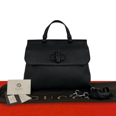 GUCCI グッチ デイリー バンブー レザー ショルダーバッグ ブラック
20360