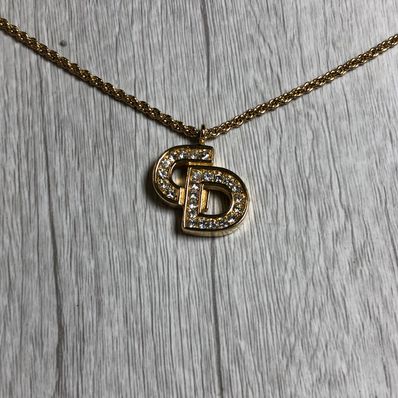 ディオール CDロゴブロック体ラインストーンネックレス 6ゴールド