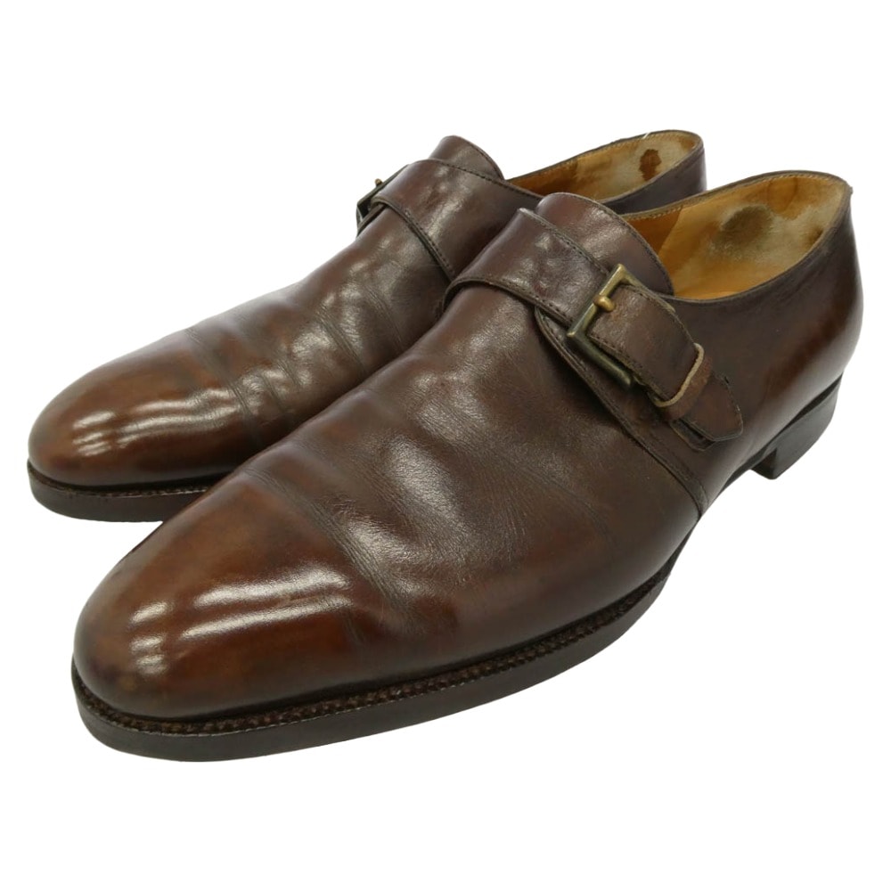 John Lobb ジョンロブ MATTA マッタ シングル モンクストラップ ビジネス シューズ ブラウン系 7.5E【中古】