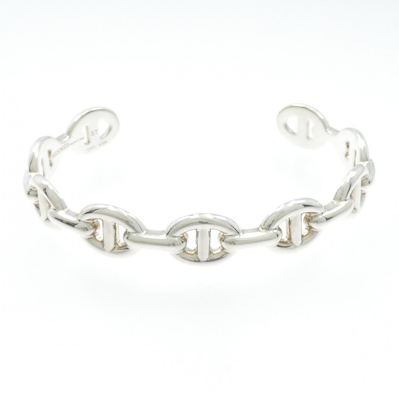 Hermes Chaine D'ancre Enchainee Bracelet Bangle "Silver"