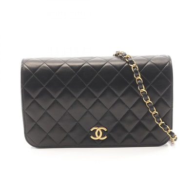 シャネル CHANEL マトラッセ フルフラップ プッシュロック ショルダーバッグ バッグ ラムスキン(羊革) レディース ブラック系 【中古】