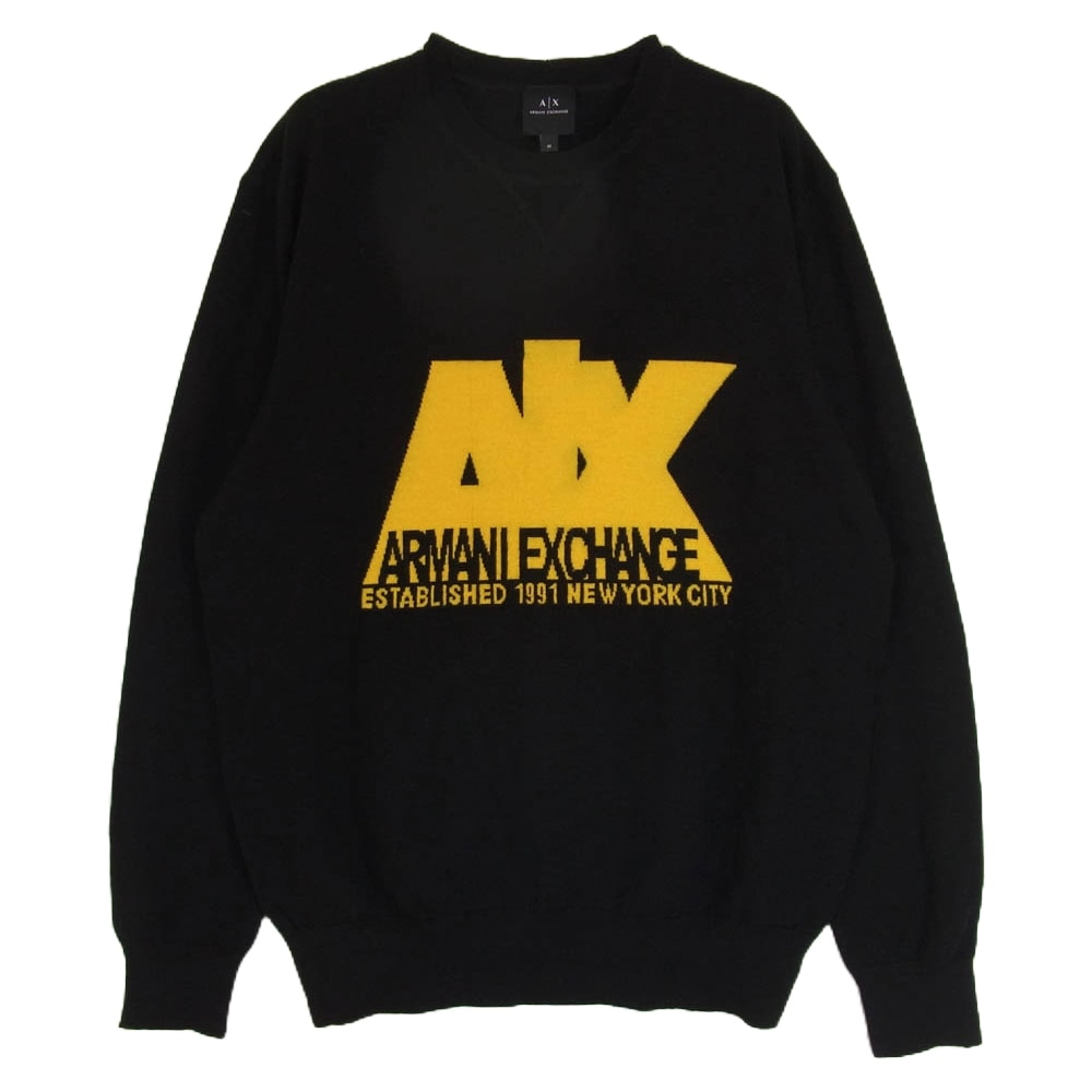 ARMANI EXCHANGE アルマーニエクスチェンジ ニット 6GZM4F ZMK9Z ロゴ ニット セーター ブラック系 M【中古】