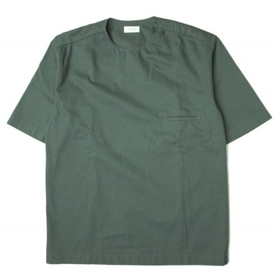 新品 LEMAIRE ルメール 22SS BUTTON NECK TOP コットンツイル ボタンネックプルオーバーシャツ M221 TO132 LF729 44 DARK SLATE GREEN 半袖 トップス g7031