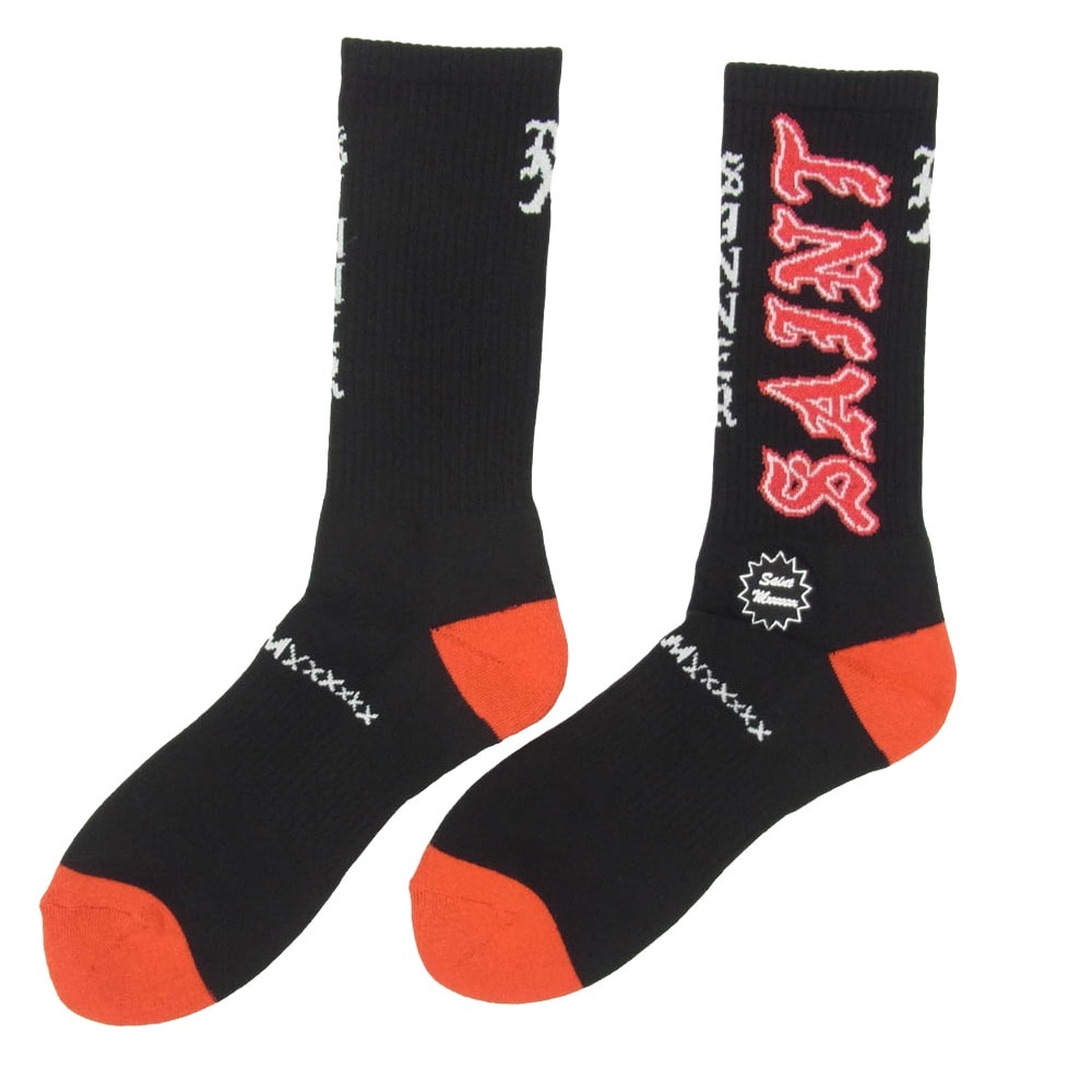 SAINT MICHAEL セントマイケル 26SS SM-MK8-0000-110 SAINT SOCKS BLACK RED セントソックス 靴下 ブラック&レッド ブラック系 M【新古品】【未使用】【中古】