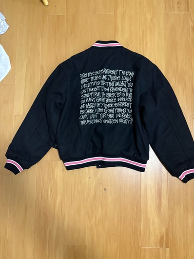 Stussy S Talk Melton Varsity Jacket "Black "