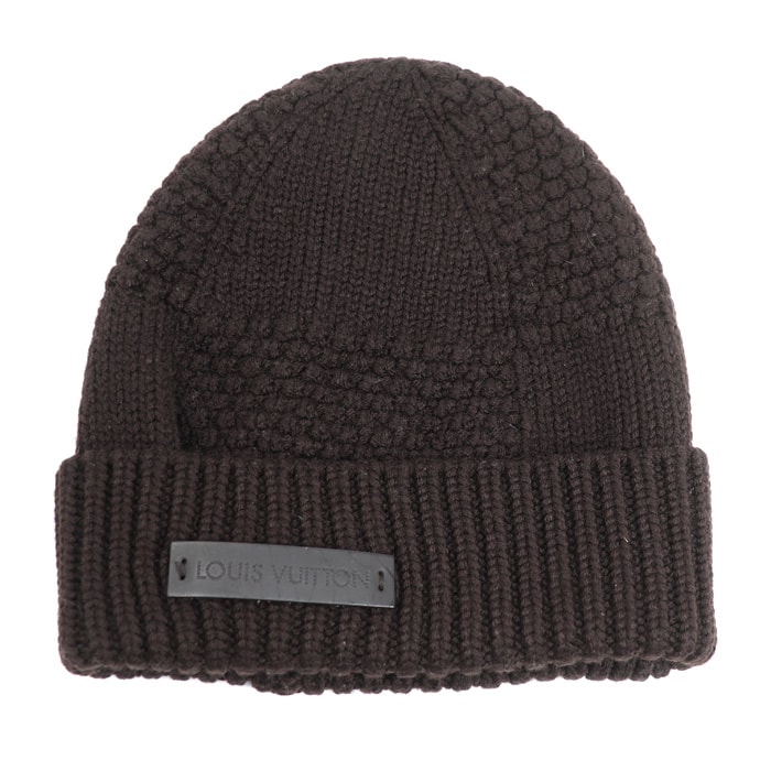 LOUIS VUITTON ルイ・ヴィトン ダミエ レザーパッチ ニットキャップ ブラウン 402775 レディース【中古】