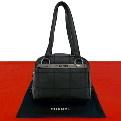 CHANEL シャネル チョコバー キャビアスキン ショルダーバッグ ブラック
85-10