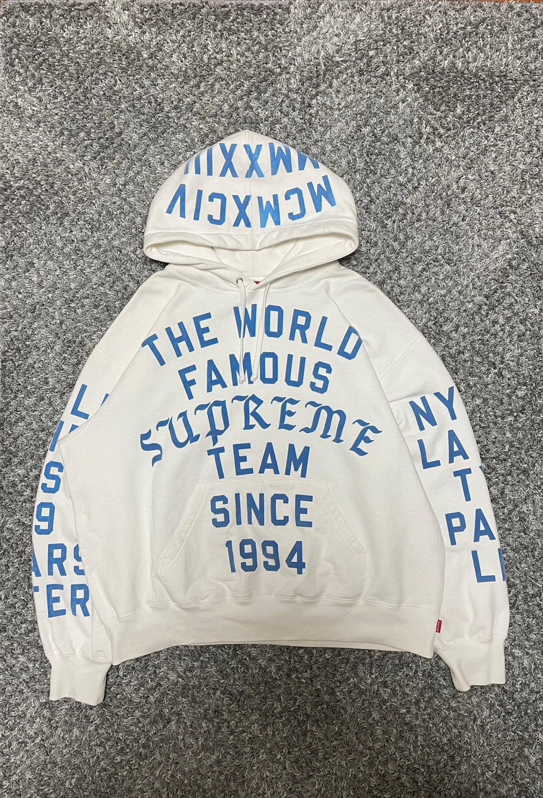 Supreme Team Flocked Hooded Sweatshirt "White"