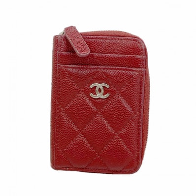 ★SALE【6gd4409-k】シャネル コインケース マトラッセ キャビアスキン ボルドー シルバー金具【中古】レディース