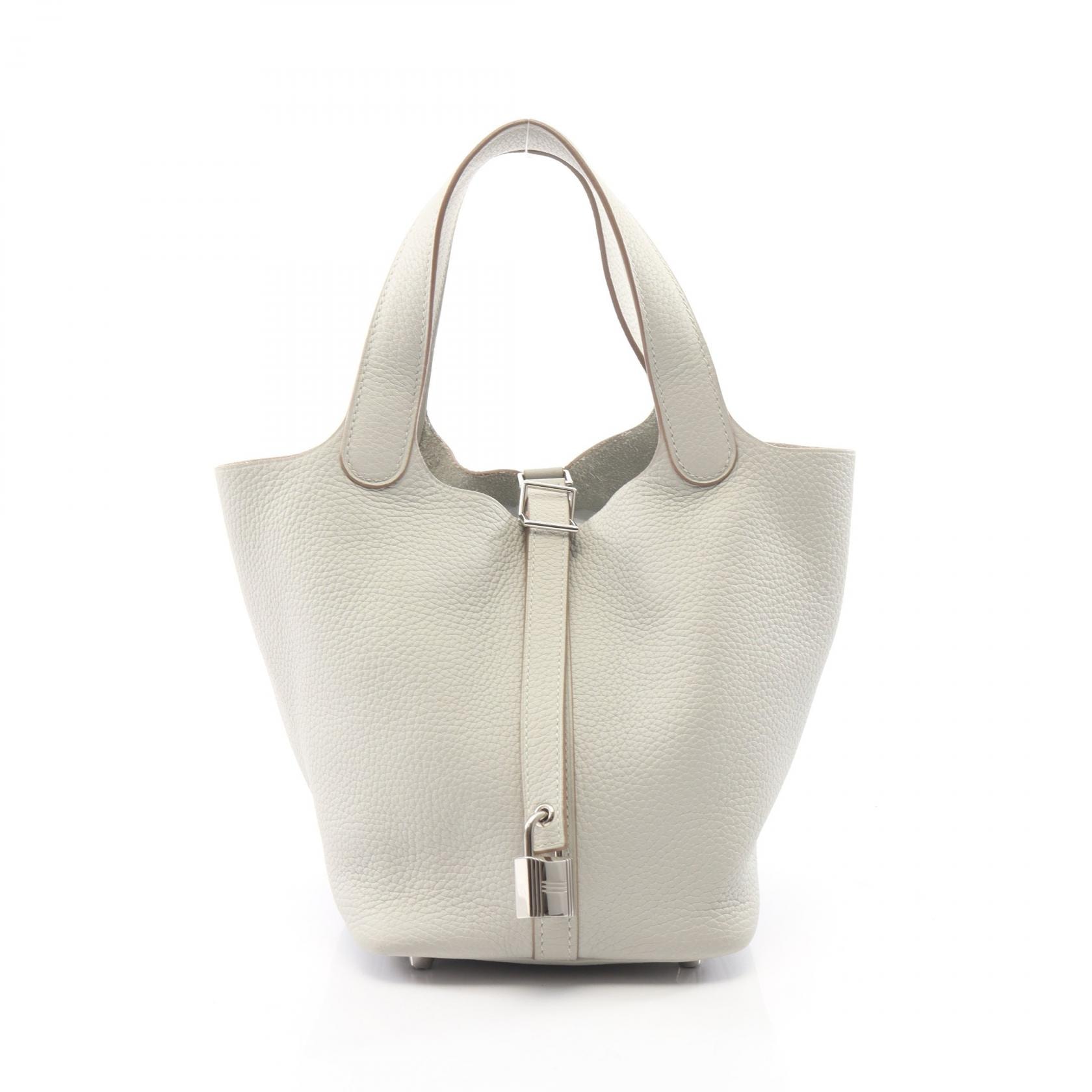 エルメス HERMES ピコタンロックPM ハンドバッグ バッグ レザー トリヨンクレマンス トリヨンクレマンス パールグレー Y刻印(2020年製造) レディース グレー系 【中古】