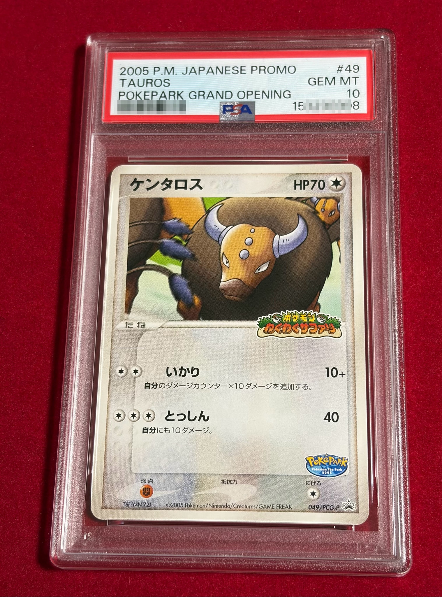 ポケモンカード ケンタロス 049/PCG-P PROMO ポケパーク 3枚 PSA10】ケンタロス P [PCG-P 049](プロモーションカード「ポケパーク