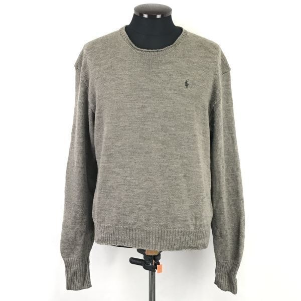 ラルフローレン/RALPH LAUREN★ウール100%/セーター【メンズL/グレー/gray/ラウンドネック】90s-00s/Tops/Shirts◆TBH989