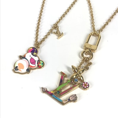 ルイヴィトン LOUIS VUITTON セット2ネックレス・スーパーフラット M02499 LV × TM 村上隆 パンダ チェーンネックレス 2本セット アクセサリー ネックレス メタル ゴールド