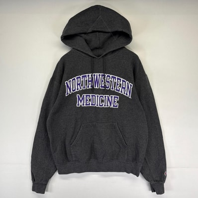 古着 チャンピオン Champion パーカー プルオーバー カレッジロゴ スウェット フーディ M グレー系 メンズ