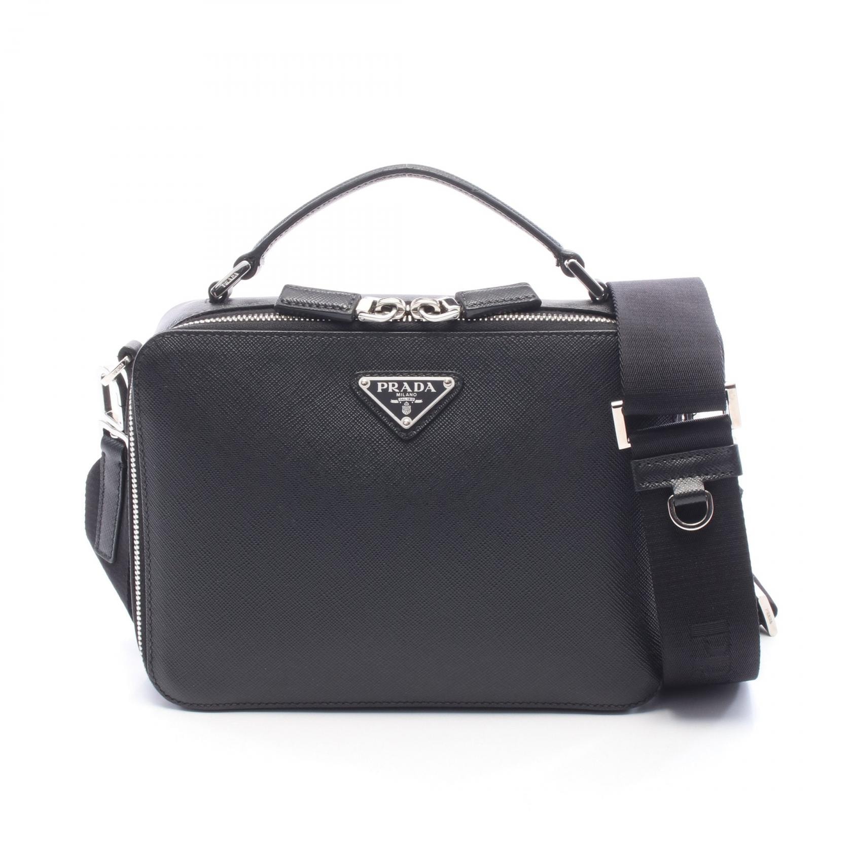 プラダ PRADA ブリック 2WAY ハンドバッグ バッグ レザー メンズ レディース ブラック系 2VH069 【中古】