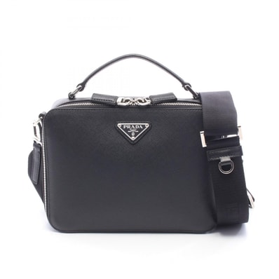 プラダ PRADA ブリック 2WAY ハンドバッグ バッグ レザー メンズ レディース ブラック系 2VH069 【中古】
