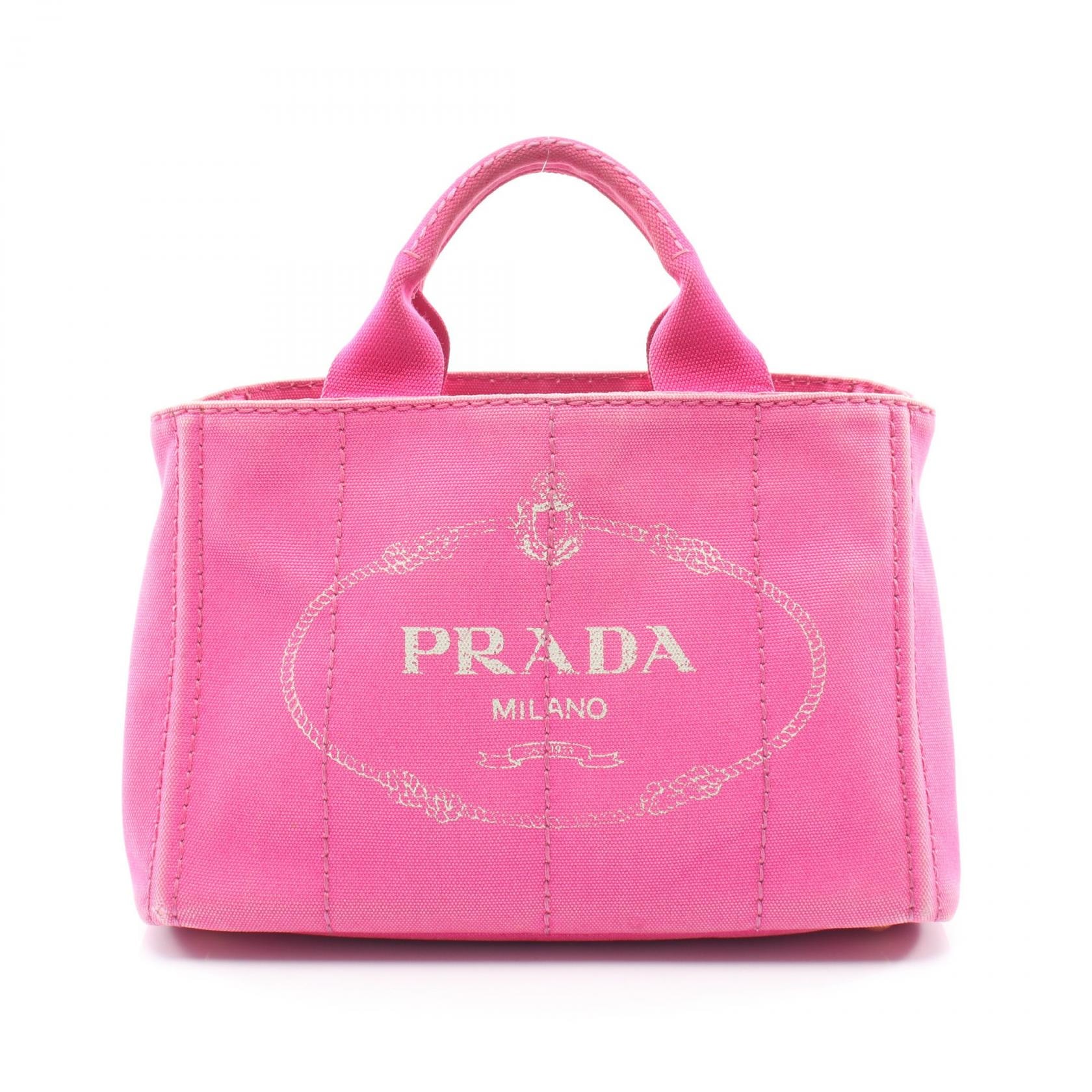 プラダ PRADA CANAPA カナパ ミニ トートバッグ バッグ キャンバス レディース ピンク系 BN2439 【中古】