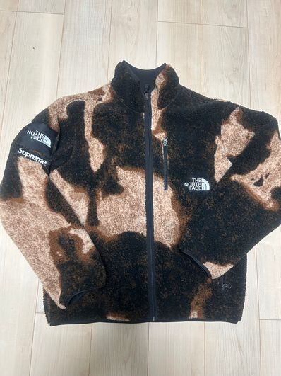Supreme x The North Face Bleached Denim Print Fleece Jacket "Black"
