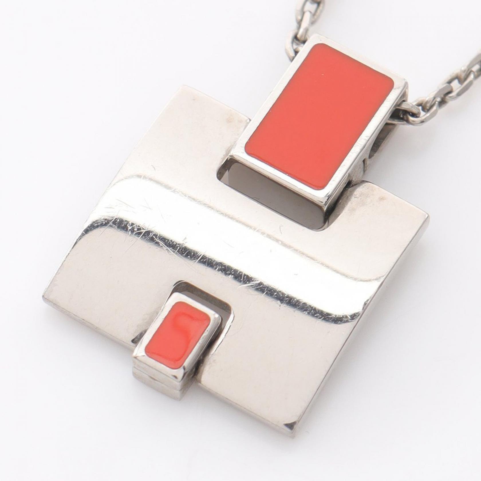 エルメス HERMES EILEEN アイリーン ネックレス ジュエリー メタル レディース シルバー系 / レッド系 【中古】