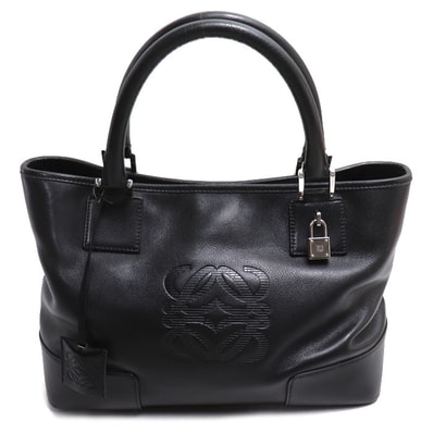 LOEWE ロエベ アマソナフスタ アナグラム トート ハンドバッグ ブラック レディース【中古】