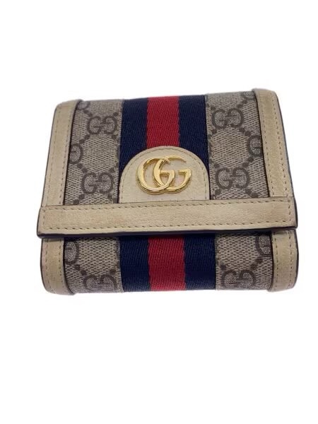 GUCCI Ophidia GG Card Case Wallet GG Supreme Canvas "Beige/Ebony"