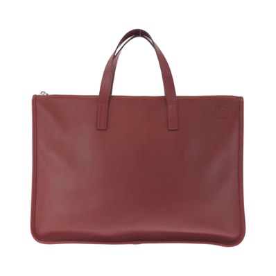 美品 LOEWE ロエベ アナグラム ニュートレド レッド シルバー金具 レザー ビジネスバッグ ハンドバッグ 500509 【中古】
