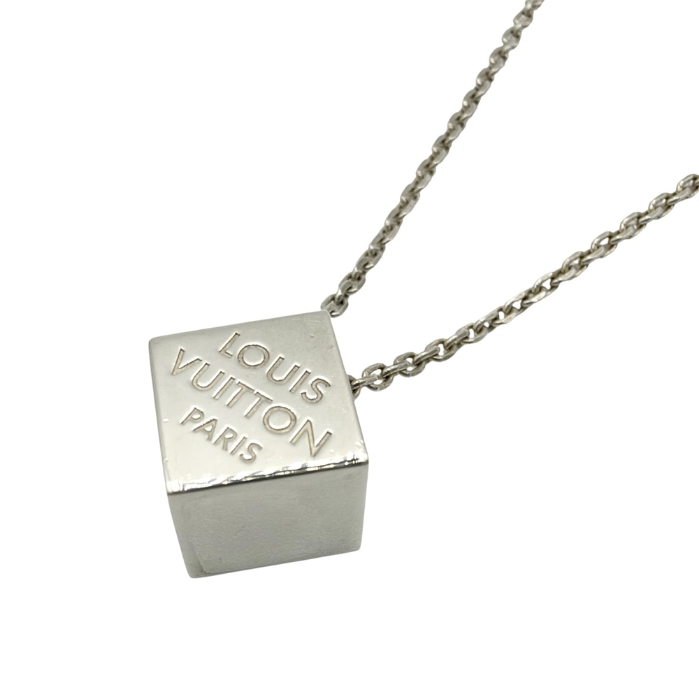 LOUIS VUITTON ルイヴィトン ネックレス LV キューブ ジュエリー アクセサリー アジャスター付き シルバー925    M04134 レディース 約14.2g【中古品】