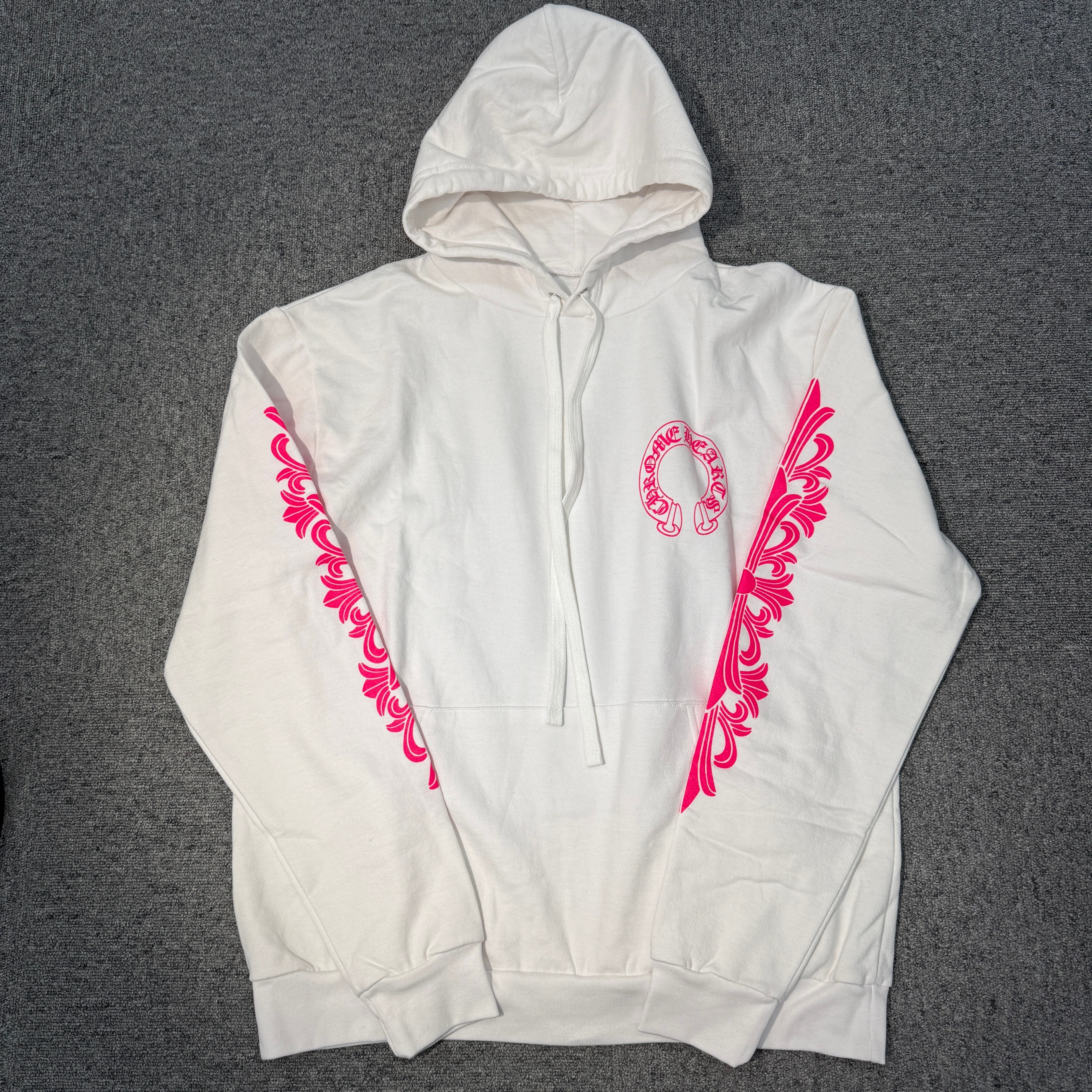 Chrome Hearts White Magenta Horseshoe Hoodie "White/Pink"