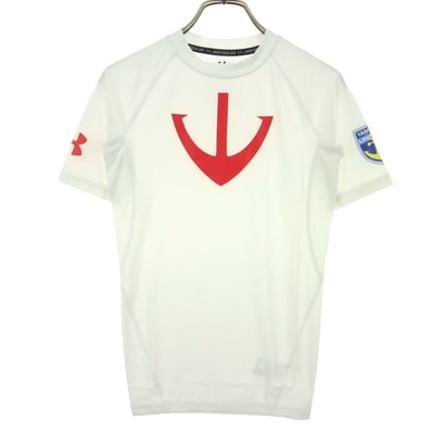 美品 UNDER ARMOUR アンダーアーマー 宇宙戦艦ヤマトプリント 半袖 ストレッチ Tシャツ S ホワイト 袋付