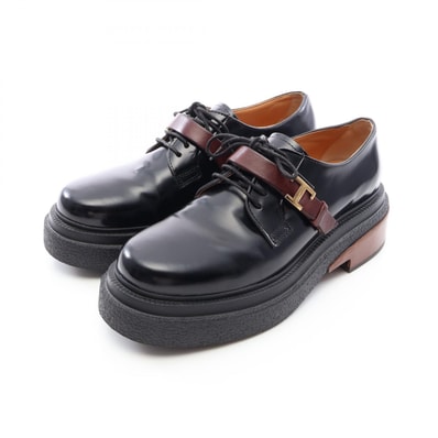 トッズ TOD'S レースアップ ローファー ドレスシューズ 靴 レザー レディース ブラック系 【中古】