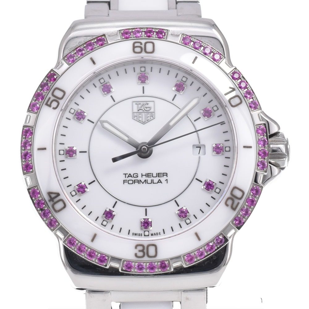 タグホイヤー TAG HEUER WAH1319 フォーミュラー1 ピンクサファイア ホワイト クォーツ レディース 良品 腕時計 H#149987