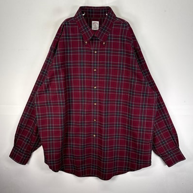 古着 ブルックスブラザーズ Brooks Brothers 長袖シャツ ボタンダウン 胸ポケット XL レッド系 チェック メンズ