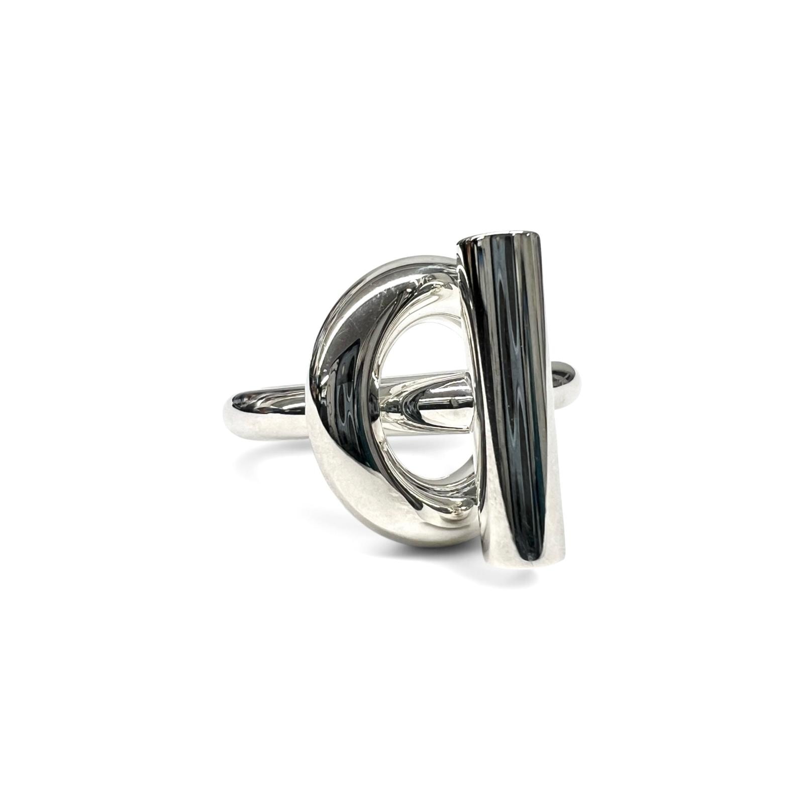 HERMES 極美品 エルメス エシャペMM リング 指輪 12号 シルバー アクセサリー 箱付属 プレゼント ギフト Aランク 中古 鑑定済 エルメスアクセ