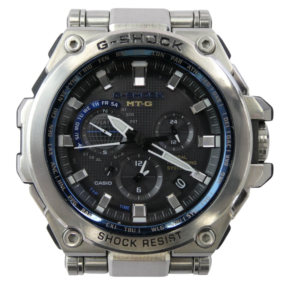 CASIO G-SHOCK カシオ ジーショック 時計 MTG-G1000D-1A2JF G-SHOCK ジーショック GPS ハイブリッド 電波 ソーラー 腕時計 シルバー系 ブルー系【中古】