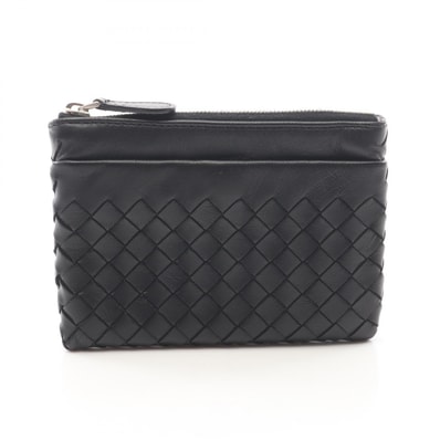 ボッテガヴェネタ BOTTEGA VENETA イントレチャート キーリング付き コインケース 財布 レザー メンズ ブラック系 【中古】