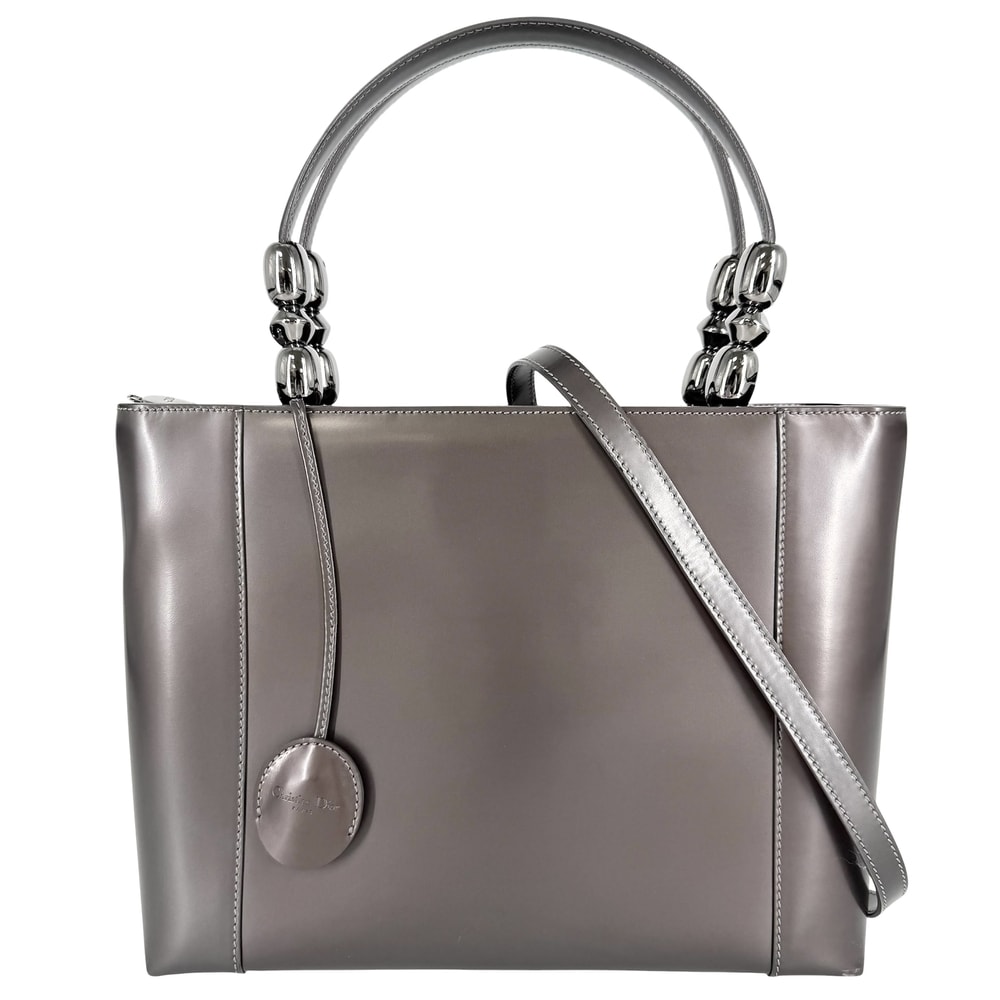 Christian Dior クリスチャンディオール ハンドバッグ マリスパール 肩掛け 斜め掛け レザー    ブラウン系 ガンメタル金具 レディース【中古品】
