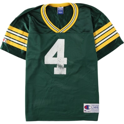 古着 90年代 チャンピオン Champion AUTHENTIC ATHLETIC APPAREL NFL GREEN BAY PACKERS グリーンベイパッカーズ Vネック ゲームシャツ USA製 レディースL相当 ヴィンテージ/eaa641900