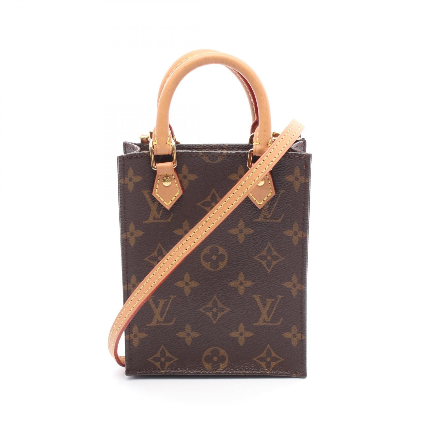 ルイ・ヴィトン LOUIS VUITTON プティット サックプラ ハンドバッグ バッグ PVCコーティングキャンバス レザー モノグラム レディース ブラウン系 M69442 【中古】