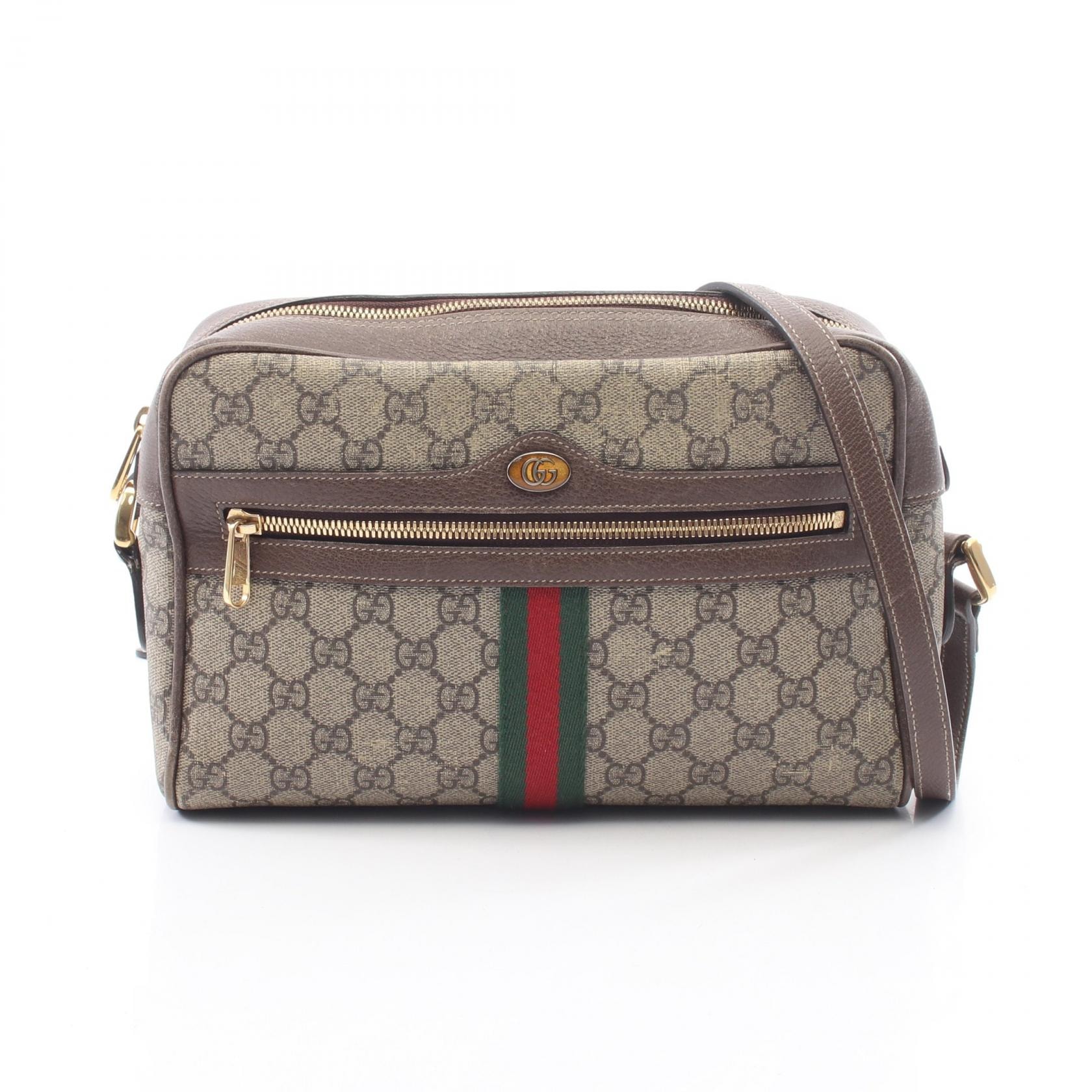 グッチ GUCCI オフィディア GGスプリーム シェリーライン スモール ショルダーバッグ バッグ PVCコーティングキャンバス レザー レディース ベージュ系 / マルチカラー 517080 【中古】