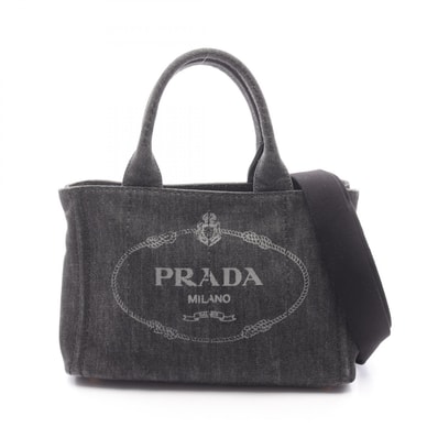 プラダ PRADA CANAPA カナパ 2WAY トートバッグ バッグ デニム レディース ブラック系 【中古】