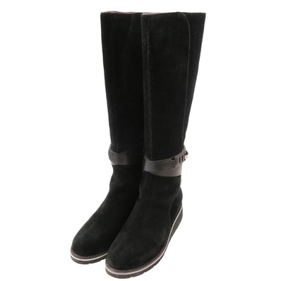 COLE HAAN コールハーン ブーツ スエード レザー ロング ブーツ ブラック系 6.5B【中古】