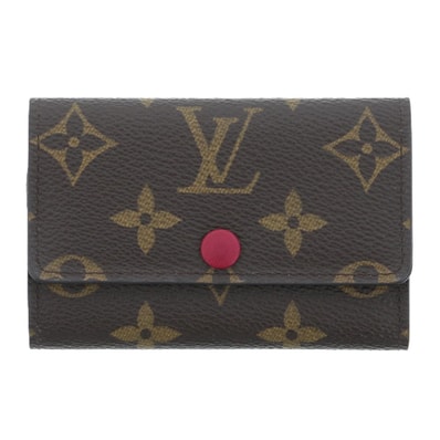 LOUIS VUITTON ルイ・ヴィトン ミュルティクレ6 モノグラム キーケース M60701 モノグラム レザー ブラウン フューシャ レディース【中古】
