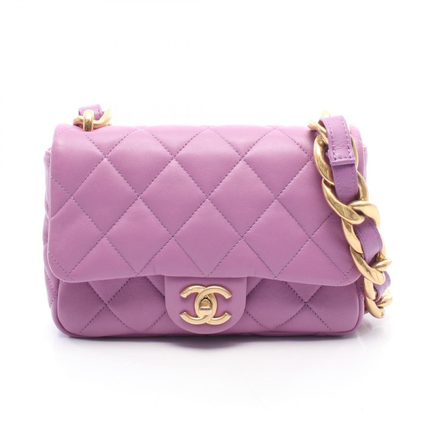 シャネル CHANEL ミニマトラッセ ショルダーバッグ バッグ ラムスキン(羊革) レディース パープル系 【中古】