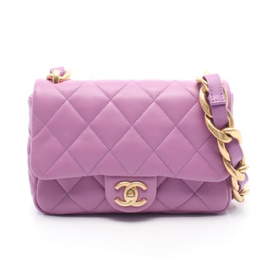 シャネル CHANEL ミニマトラッセ ショルダーバッグ バッグ ラムスキン(羊革) レディース パープル系 【中古】