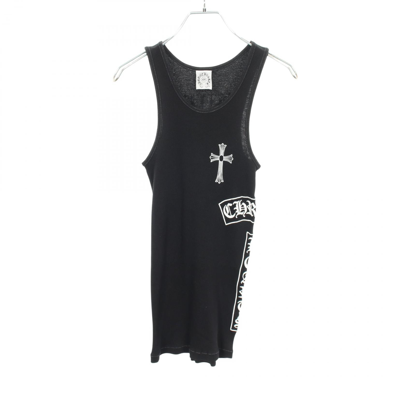 クロムハーツ CHROME HEARTS CHクロス サイドロゴ タンクトップ 衣料品 トップス コットン メンズ ブラック系 【中古】