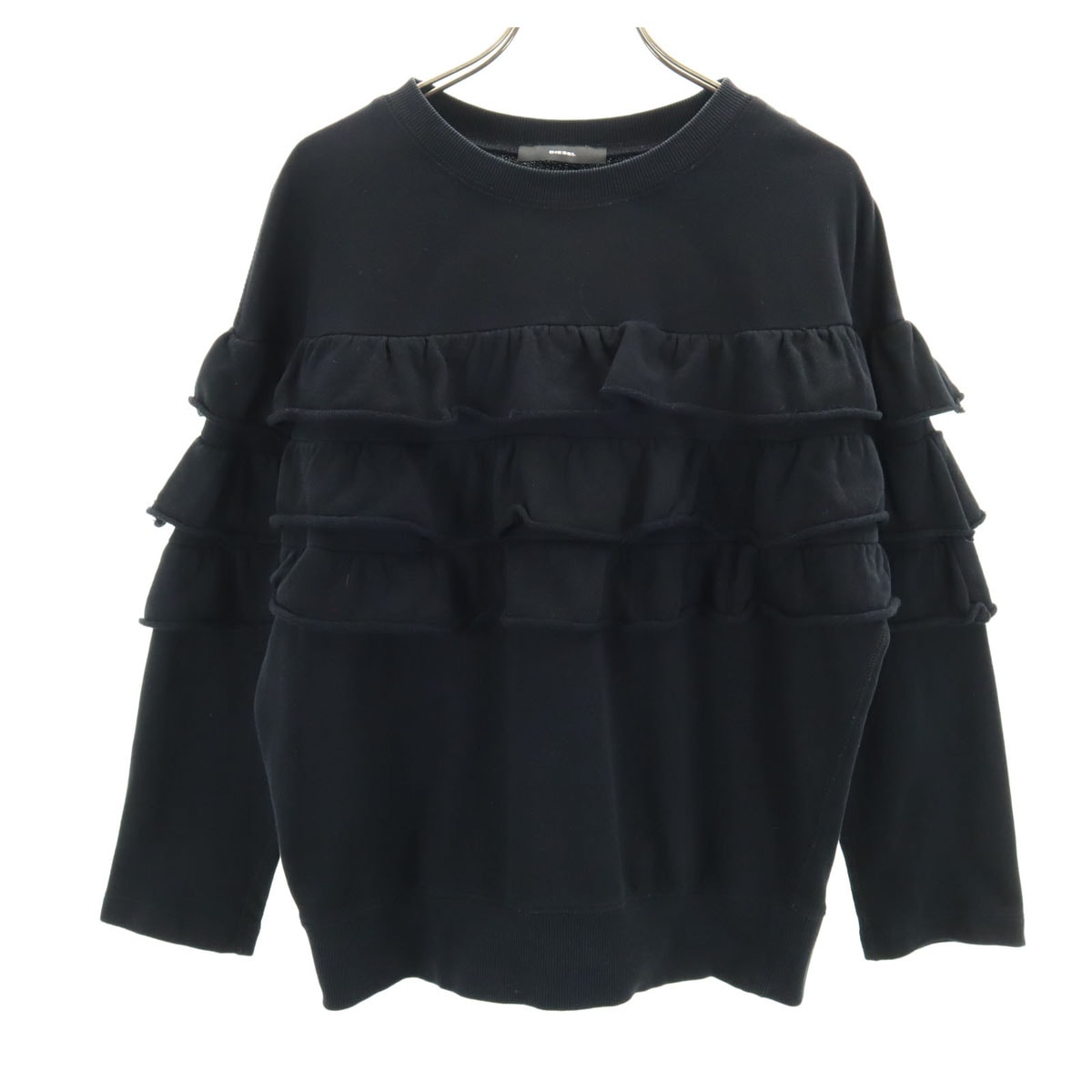DIESEL ディーゼル 長袖 カットソー S ブラック フリル スウェット