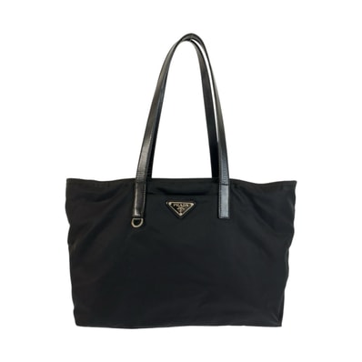 美品 PRADA プラダ テスート 三角ロゴプレート ブラック 黒 シルバー金具 ナイロン レザー/ トートバッグ ショルダーバッグ 604701 【中古】