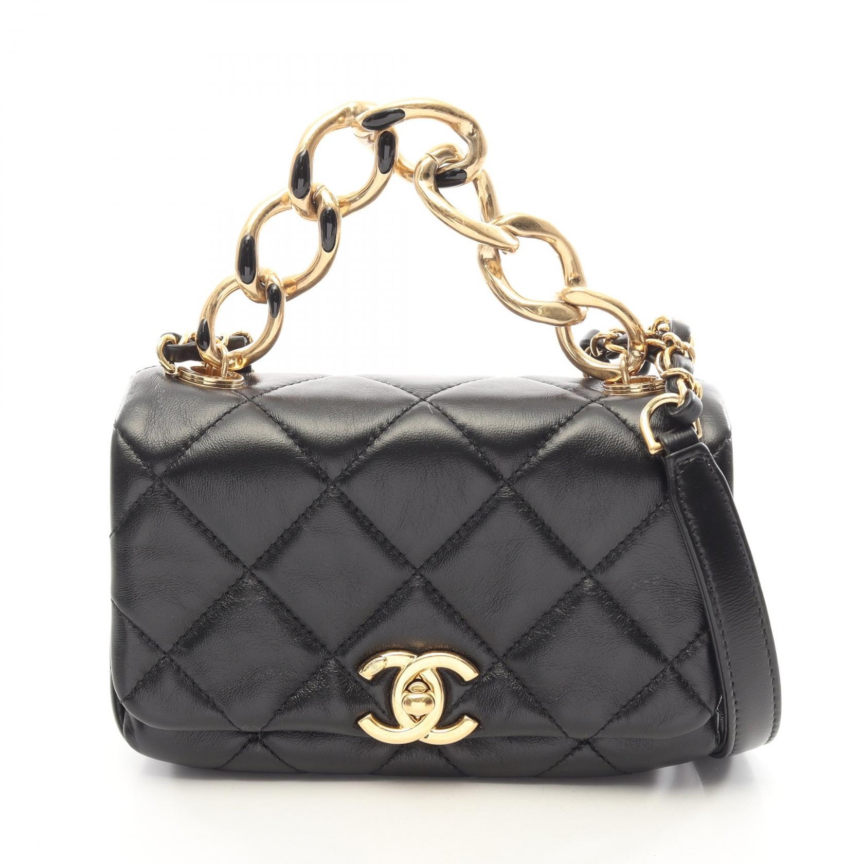 シャネル CHANEL ミニマトラッセ 2WAY ショルダーバッグ バッグ ラムスキン(羊革) レディース ブラック系 AS3365 【中古】